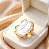 Luxury Beaded Design Freshwater Big Baroque Pearl Silver Gold Colour Cocktail Rings