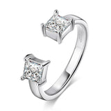 New Design 1 Carat Princess Cut VVS1 D Colour Moissanite Silver Engagement Ring