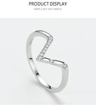 Fashion Personality V Shape Dazzling AAAA Lab Created Diamond 925 Silver Ring