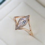 Amazing Rhombus Design Rolled Rose Gold of 14-Karat Purity AAA Zircon Diamond Ring - Fashion Fine Jewellery