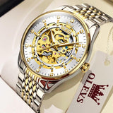 New Luxury Gold Skeleton Automatic Mechanical Waterproof Stainless Steel Luminous Business Men's Watches - The Jewellery Supermarket