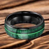 Dome Polishing Inlaid Green Wood Guitar String 6/8mm Men's Women's Tungsten Rings