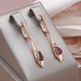 14 Karat Rolled Gold Red Water Drop AAA Zircon Crystals Long Dangle Elegant Earrings