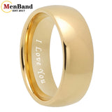 Dome High Polish Classics I Love You 6/8MM Men Women Wedding Tungsten Couple Rings