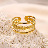 New In Stainless Steel 14K Gold Colour Rings For Women and Girls - Ideal Trendy Fashion Rings, Ideal Gifts - The Jewellery Supermarket