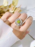 Luxury Fashionable Flower Style Olive Green Ring Set with High Quality AAAAA High Carbon Diamonds Fine Jewellery - The Jewellery Supermarket