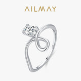 Fashion Irregular Line Design AAAA Lab Created Diamond 925 Sterling Silver Ring