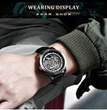 New Famous Brand Men Luxury Automatic Mechanical Skeleton Style Stainless Steel Waterproof Sports Leather Watch - The Jewellery Supermarket