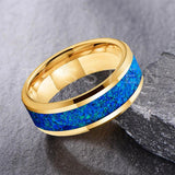 New Arrival 6/8MM with Blue Opal Stone Groove Inset Comfortable Fit Tungsten Men's and Women's Wedding Rings