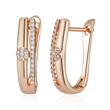 Simple Fashion 14K Rolled Rose Gold White Zircon Diamonds Drop Earrings For Women - High Quality Jewellery