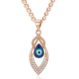 14K Gold Filled Personality Blue Enamel Eye Geometric AAA Zircon Diamonds Necklace