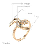 New Luxury Rolled 14K Rose Gold AAA Zircon Diamonds Ethnic Women Bird Rings - Trend Daily Vintage Animal Jewellery