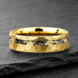 Mens 6/8mm Black Gold Meteorite Gold Foil Tungsten Carbide Rings Men's Wedding Rings