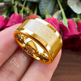 Polished Brushed Multicolor 10/12mm Mens Big Tungsten Engagement Wedding Ring