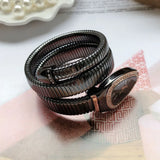 Elegant Luxury Jewellery Snake Design Zircon Diamonds Gold Colour Stainless Steel Women Quartz Bracelet Wristwatches