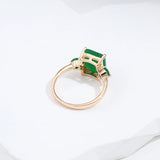 14K Gold Filled Square Big Dark Green AAA Zircon Crystal Vintage Opal Ethnic Fine Rings