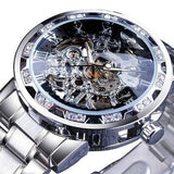 New Top Brand Luxury Transparent Diamond Mechanical Blue Stainless Steel Skeleton Business Fashion Mens Watches - The Jewellery Supermarket