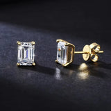 Princess Cut 0.5, 1, 2CT Moissanite Diamonds Rhodium Plated Silver D Color Stud Earrings