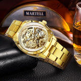 New Square Gold Skeleton Automatic Engraved Movement Luxury Stainless Steel Mechanical Watches - The Jewellery Supermarket