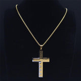 Cross Christian Church Prayer Necklace - Stainless Steel Gold Colour Bible Amulet Necklaces Jewellery - The Jewellery Supermarket