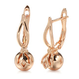 14K Gold Filled New Fashion Glossy Metal Round Ball Drop Unusual Long Earrings