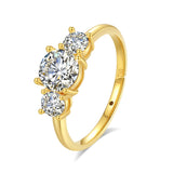 Marvelous 3 Stone Real Initial Luxury 18KGP Moissanite Diamonds Rings Engagement Silver Jewellery With Certificate
