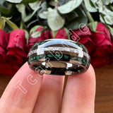 Bright Meteorite and Malachite Inlay 8MM Tungsten Carbide Wedding Men Women Ring