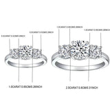 Fashionable Design, High-End Luxury 925 Sterling Silver 2/4 Carat Moissanite Diamonds 3-Row Ring, Fine Jewellery