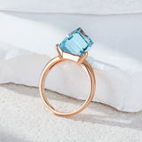 14 Karat Filled Gold Blue Cube AAA Zircon Crystal Fashion Women's Rings