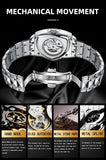 New Arrival Automatic Mechanical Watch For Men Luxury Business Skeleton Luminous Waterproof Triangle Dial Watches