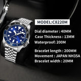 New Arrival Luminous Mechanical Ceramic Bezel Sapphire Glass Automatic Diver Wristwatches for Men