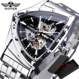 Top Brand Military Triangle Skeleton Automatic Luxury Full Stainless Steel Luminous Mens Sports Mechanical Watches