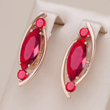 14 Karat Rolled Gold Fashion Red Brown Zircon Crystal Rhombus Long Earrings