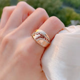 Luxury Weaving Patterned Design Queen Crown Rolled 14K Rose Gold AAA Zircon Diamonds Rings - Fine Jewellery