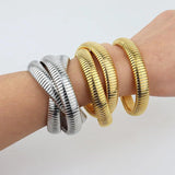 New Gold Colour Snake Chains Spiral Twist Bracelets for Women - Punk Style Fashion Jewellery Ladies Chain Bracelet - The Jewellery Supermarket