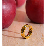18k Gold Plated New Fashion Stainless Steel Beads Scrollable Elegant Ring