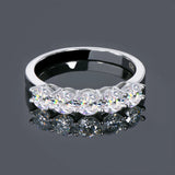 Dazzling 5 Stone VVS1 D Colour Moissanite Diamonds Half Eternity Silver Wedding Ring
