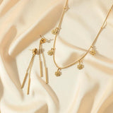 New Arrival 316L Stainless Steel Gold Colour Flower Pendant Necklace Earrings For Women - Fashion Jewellery Set - The Jewellery Supermarket