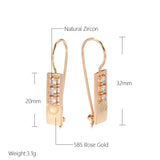 14K Rolled Gold Piercing Glossy AAA Zircon Diamonds Hang String Earrings Unusual Jewellery