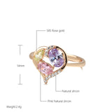 14K Gold Filled Hollow Love Translucent Colored AAA Zircon Crystal Versatile Ring