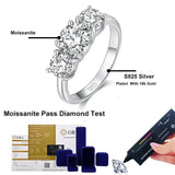 Splendid 3-stone S925 Sterling Silver with 14CGP Moissanite Diamonds Rings Engagement Wedding Promise Jewellery