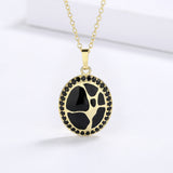 Classic Hand-made Enamel Oriental Sparkling Black Spinel Antique Look Necklace