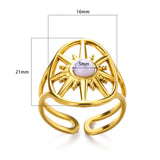 New In Classic Gold Colour Vintage Cute Sun Stainless Steel Natural Stone Hollow Rings For Women - The Jewellery Supermarket
