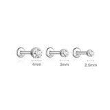 Sterling Silver Six Claws Sparkling Moissanite Diamonds Flat Back Stud Earrings