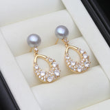 Multicolour Lovely Cultured Pearls AAA Zircon Diamonds Silver Drop Earrings