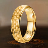 Carbon Fiber Inlay 4/6/8mm Gold Tungsten Engagement Wedding Rings for Men Women