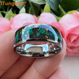 Opal Inlay Domed Polished 8mm Mens Womens Tungsten Engagement Wedding Rings