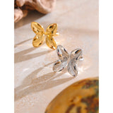 18K Gold Plated Popular Smooth Stainless Steel Flower Adjustable Charm Fashion Ring