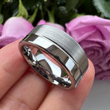 Offset Groove Polished Brushed Finish 6MM 8MM Womens Mens Tungsten Carbide Rings