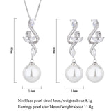 Elegant Big Lab Created Pearl Pendant Necklace Dangle Earrings with Lab Diamonds Cocktail Party Fine Jewellery Sets - The Jewellery Supermarket